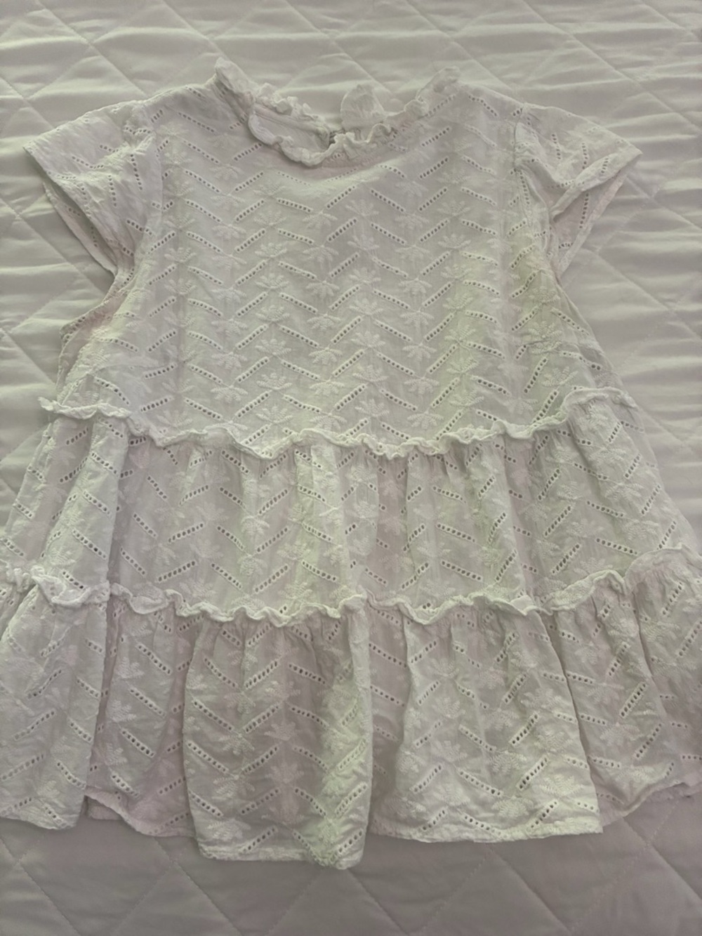 White Eyelet Ruffle Top